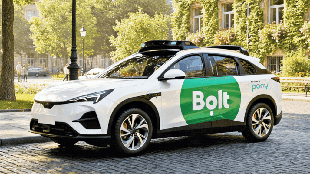 A Bolt már több autonómjármű-fejlesztővel keresi az európai piacra vezető utat. A képen a Pony.ai technológiájával felszerelt tesztautó látható. Fotó: Bolt/Pony.ai