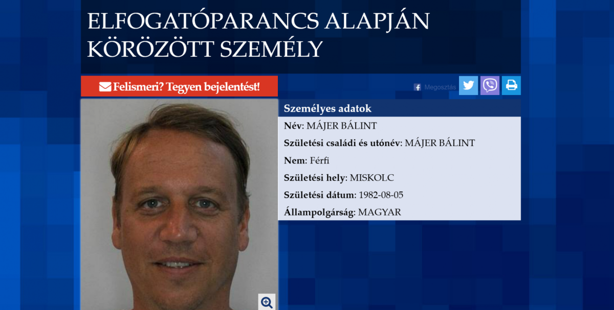 Májer Bálint körözés